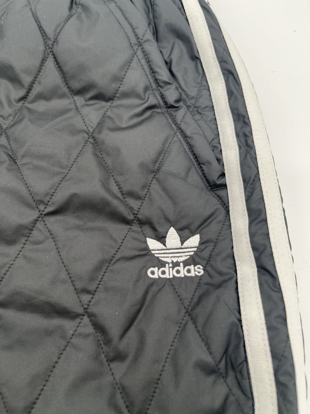 Adidas Women's Originals Black Quilted Track Pants Joggers - Size L (UK 8 / EU 34)
