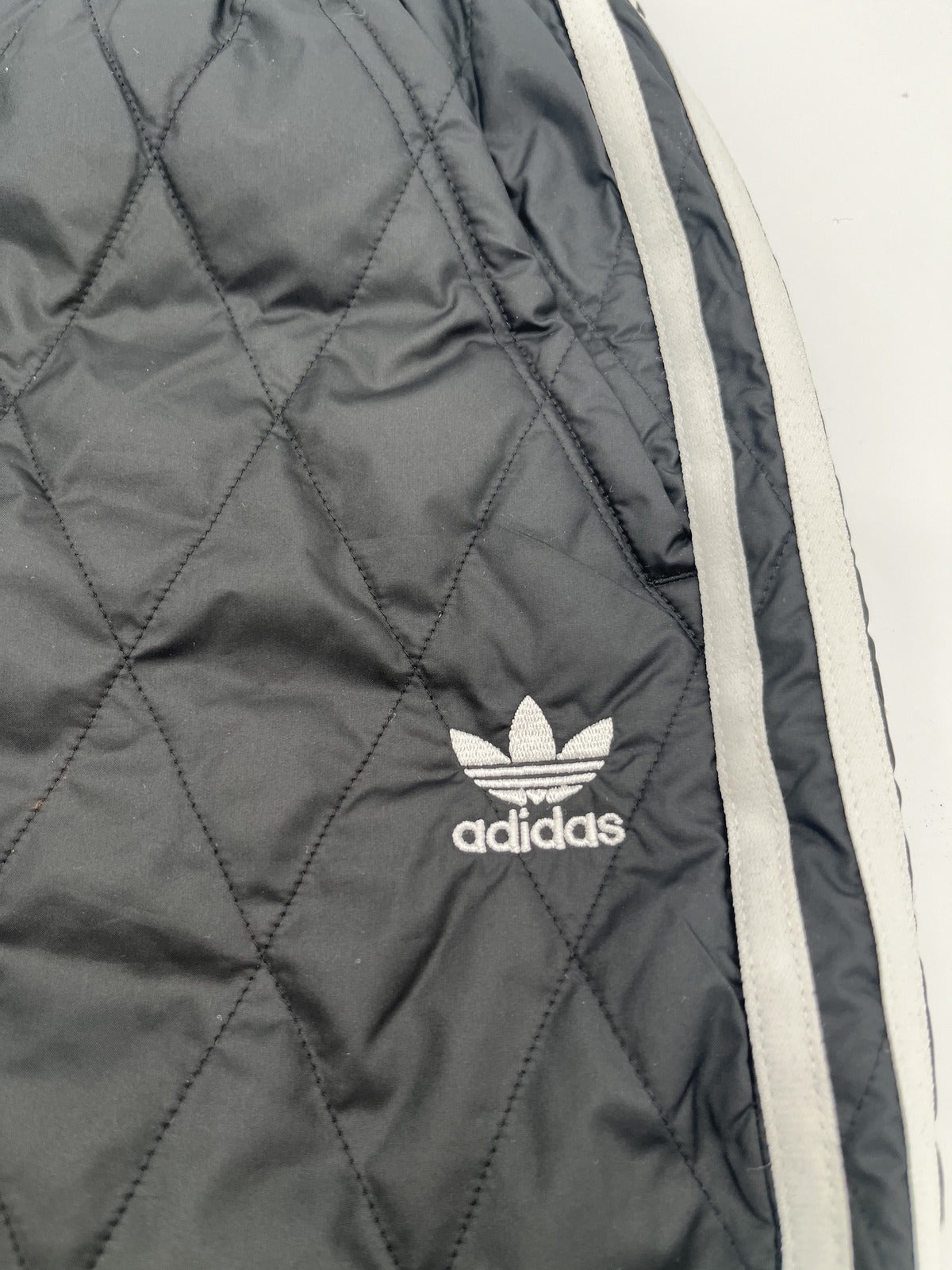 Adidas Women's Originals Black Quilted Track Pants Joggers - Size L (UK 8 / EU 34)