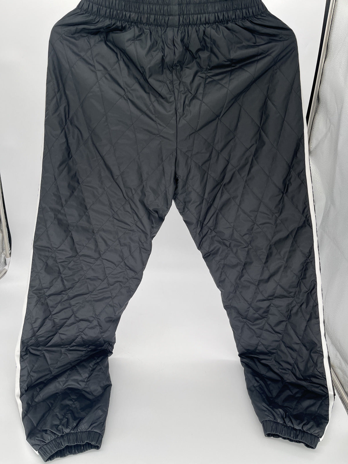 Adidas Women's Originals Black Quilted Track Pants Joggers - Size L (UK 8 / EU 34)