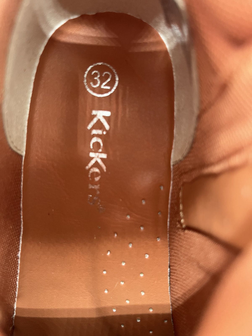 Kickers Tan Lace-Up Ankle Boots with Lilac Pom Pom Trim - Size UK 13( EU 32)