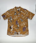Percival Japanese Print Cuban Collar Shirt Yellow Mustard Size L